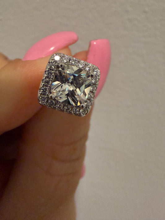 Silver diamond studs