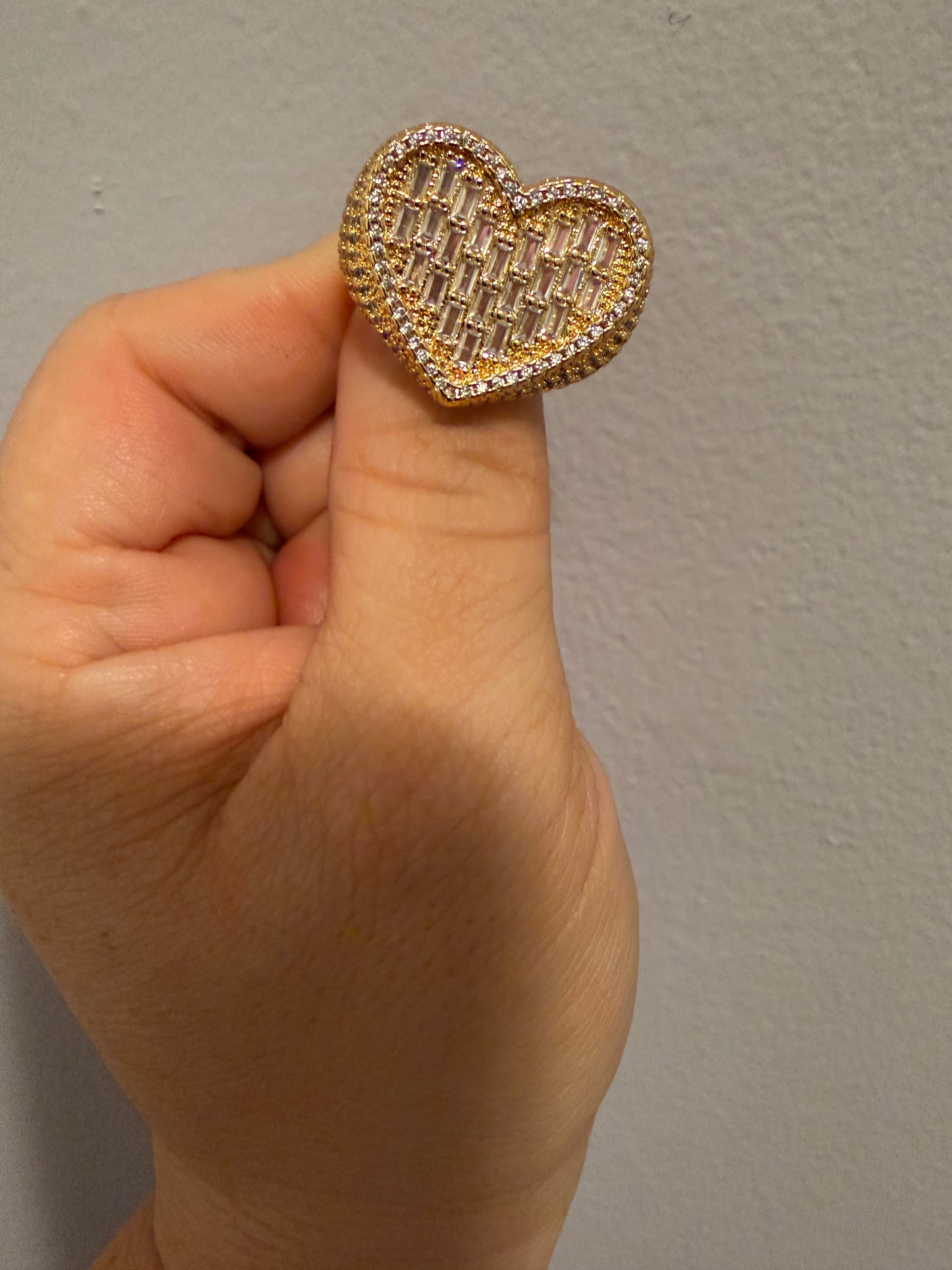 Gold bling heart ring