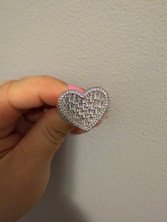 Silver bling heart ring