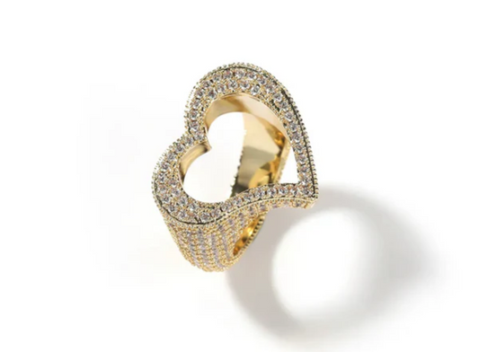 Open heart gold ring