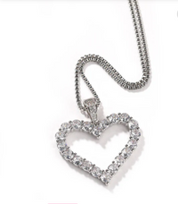 Silver heart diamond necklace