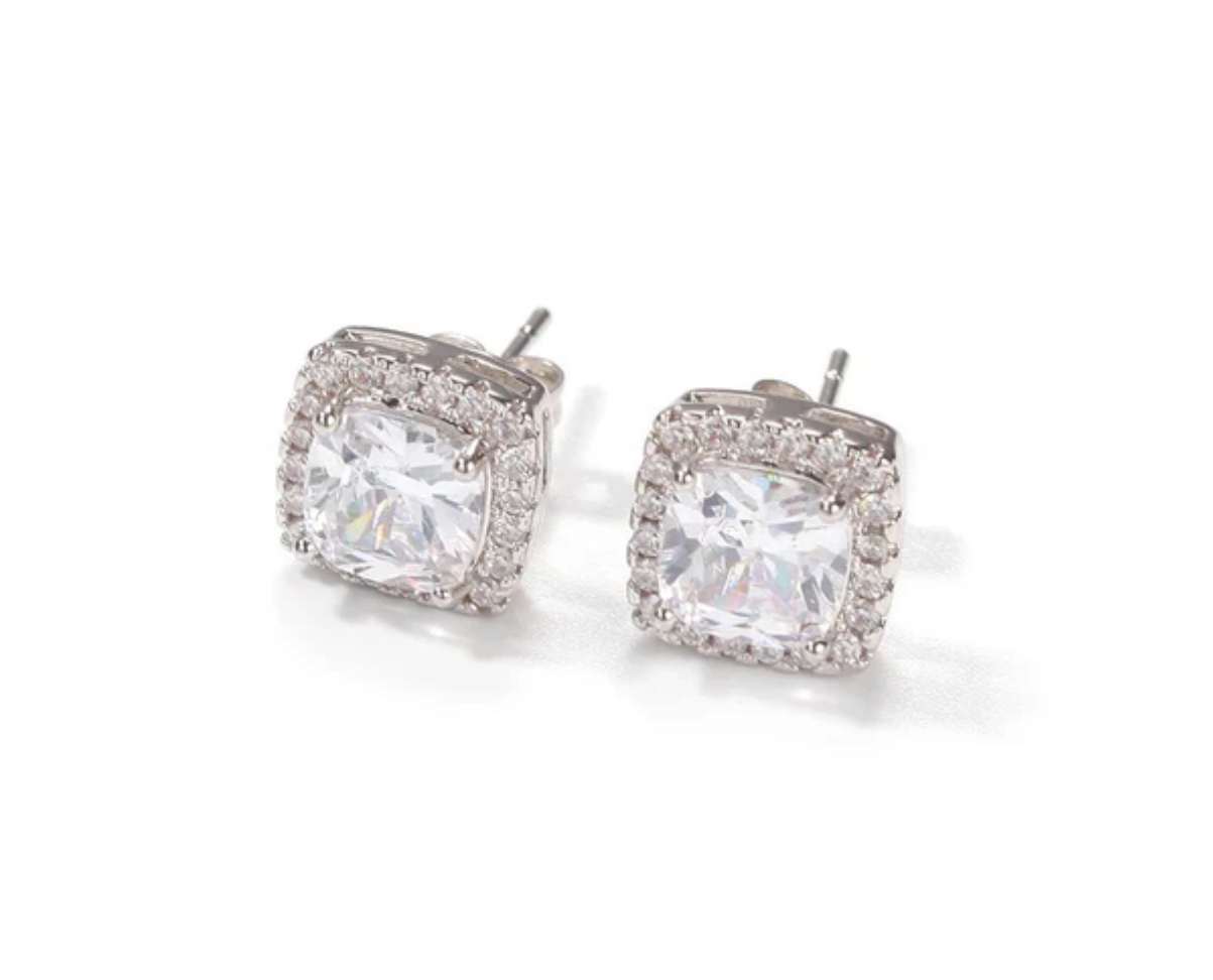 Silver diamond studs