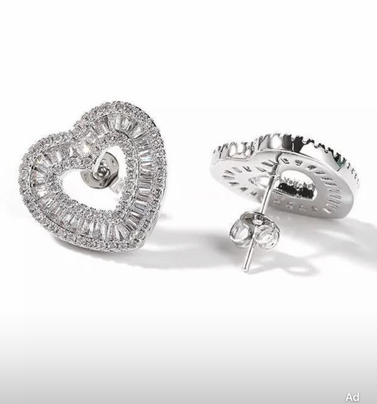 Silver heart earrings