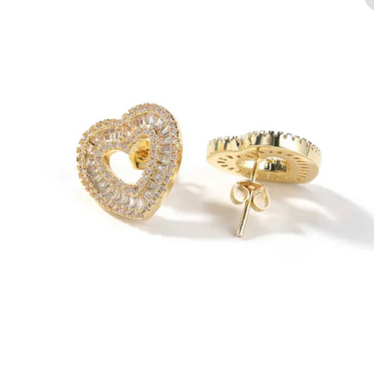 Gold heart earrings