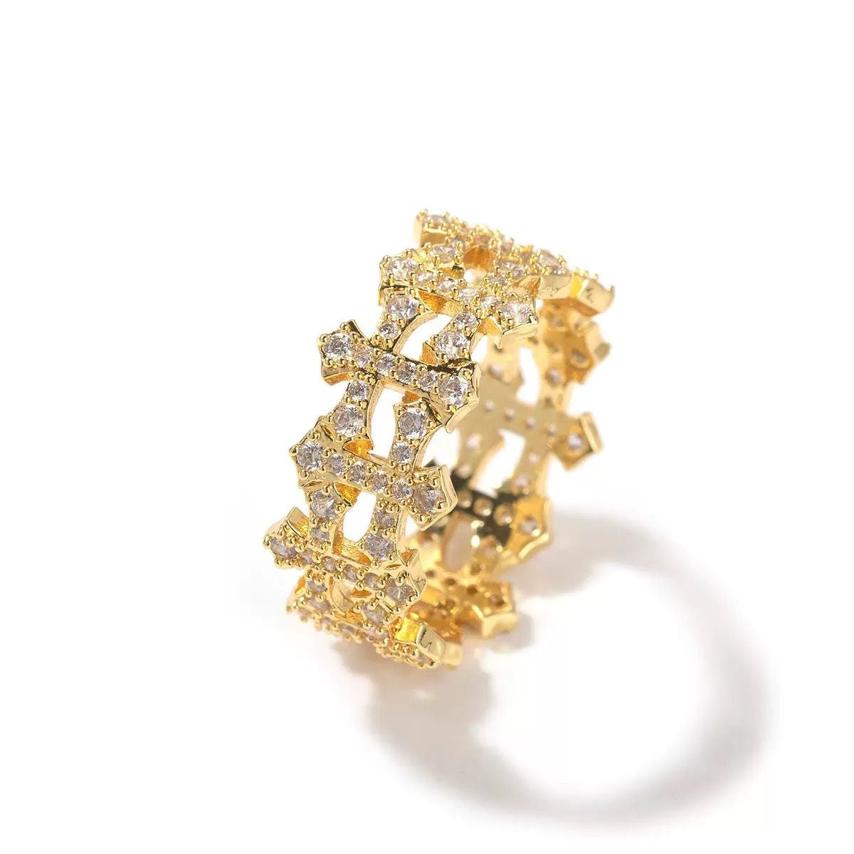 Gold cross ring