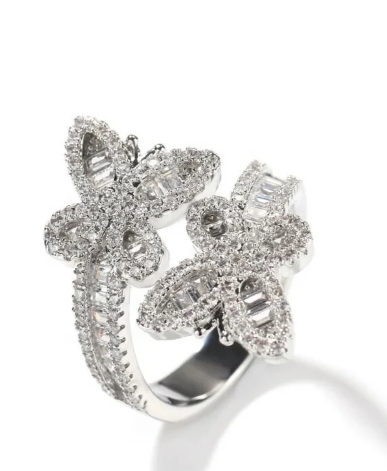 Butterfly silver ring
