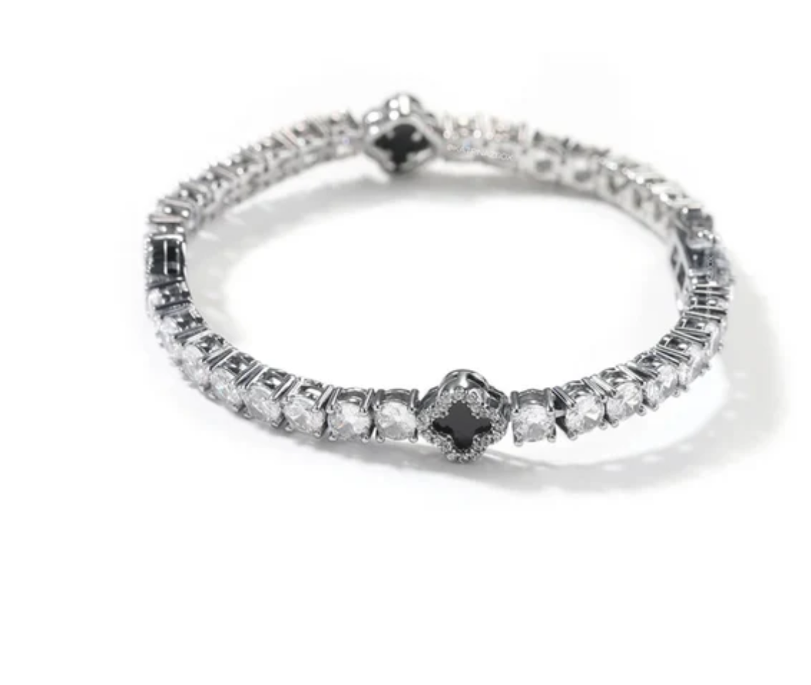 Black clover tennis bracelet
