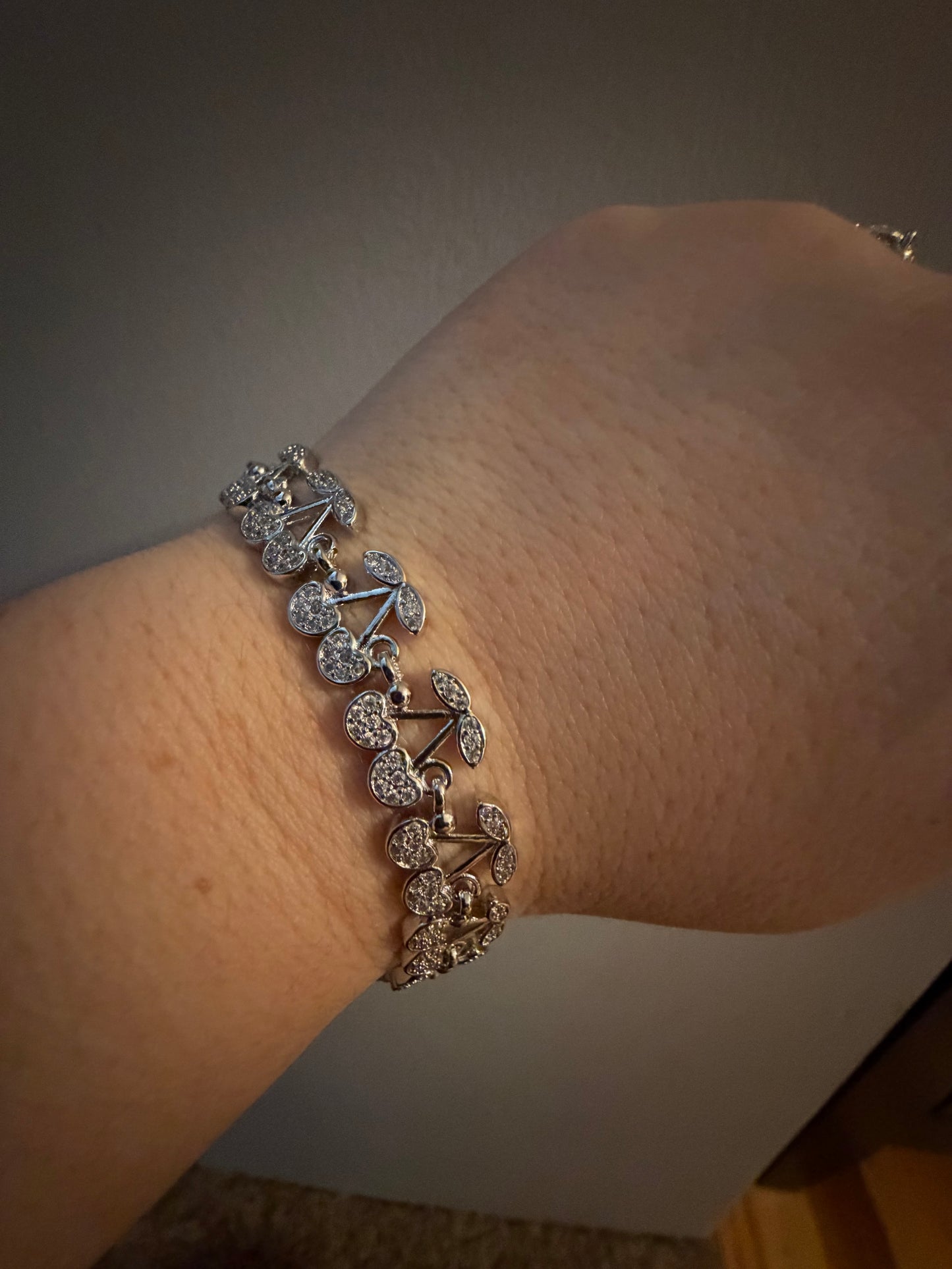 Silver cherry bracelet