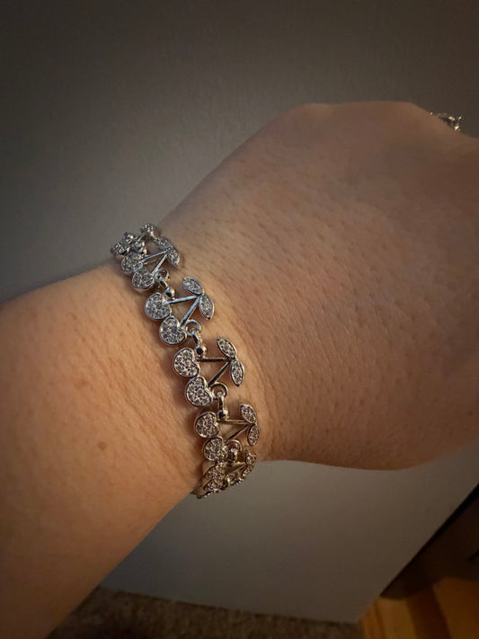 Silver cherry bracelet
