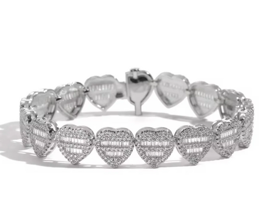 Silver heart crushed bracelet