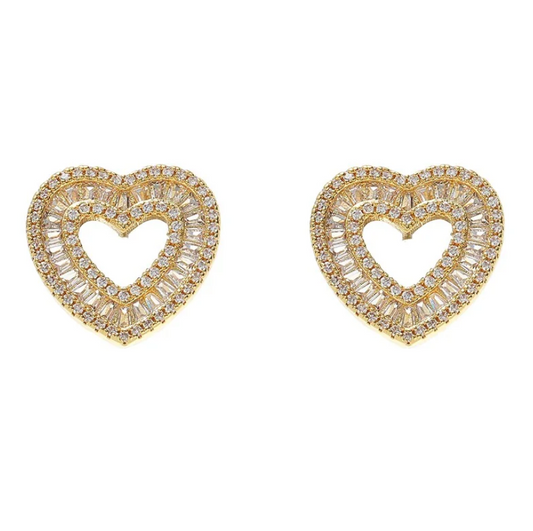 Gold heart earrings