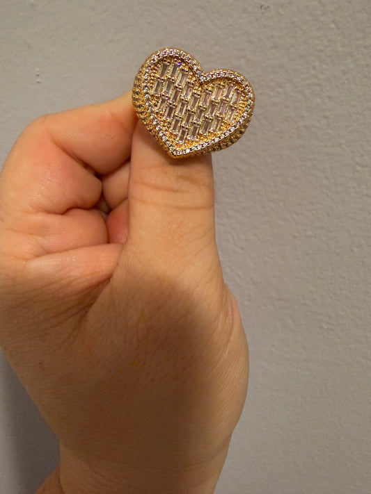 Gold bling heart ring