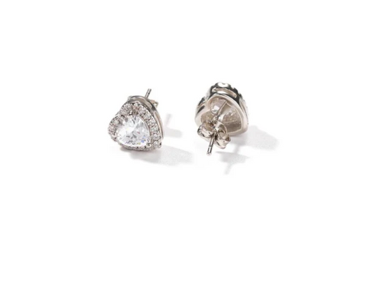 Silver heart stud earrings