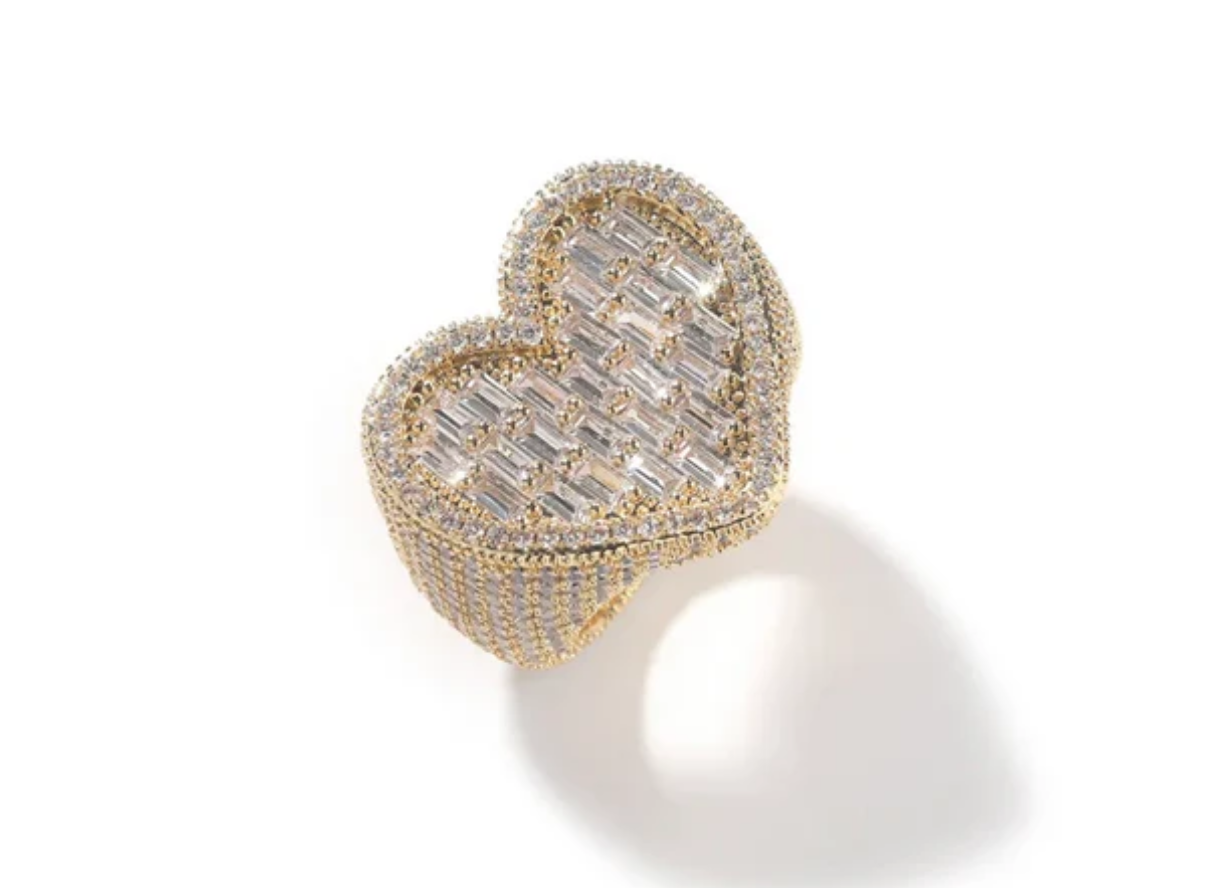 Gold bling heart ring