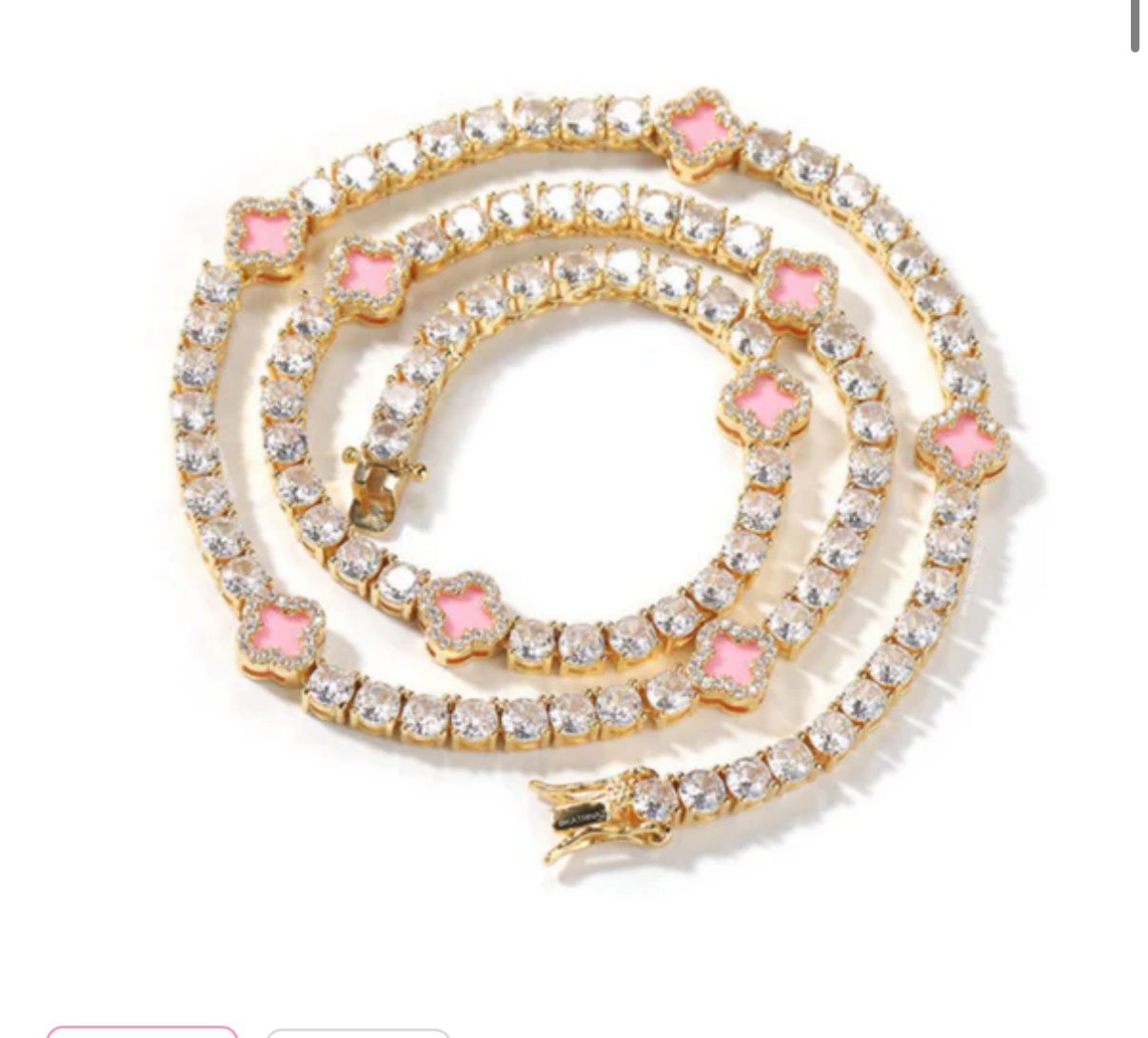 Pink clover necklace