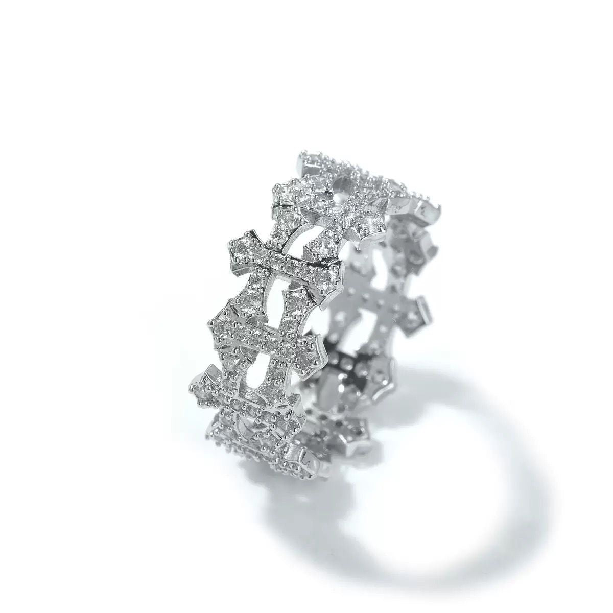 Silver cross ring