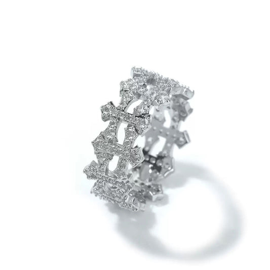 Silver cross ring
